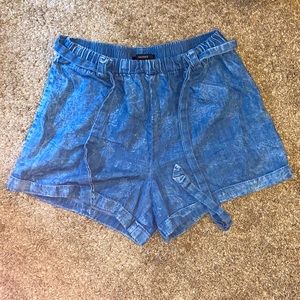 Forever 21 cuffed jean shorts with a tie belt.